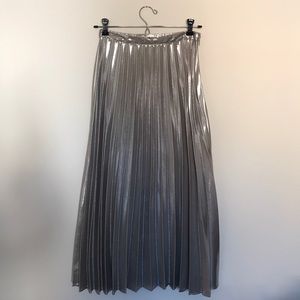 Topshop Metallic Pleated Skirt